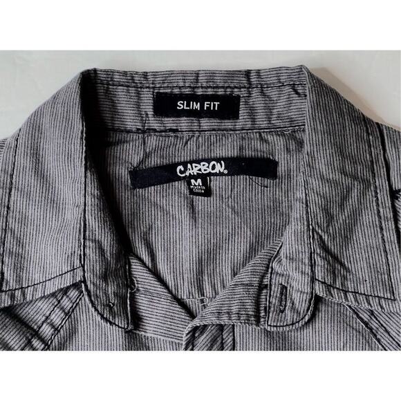 Carbon Slim Fit Western Snap Pockets Charcoal Gray Tab Sleeve Shirt MEDIUM Gray - Picture 2 of 11